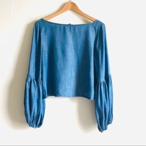 ae Denim Long sleeves crop top